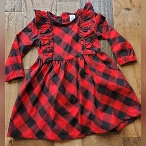 🎅 2/$25 NWOT Carter's Buffalo Plaid Long Sleeve Dress with Ruffles 12-18m